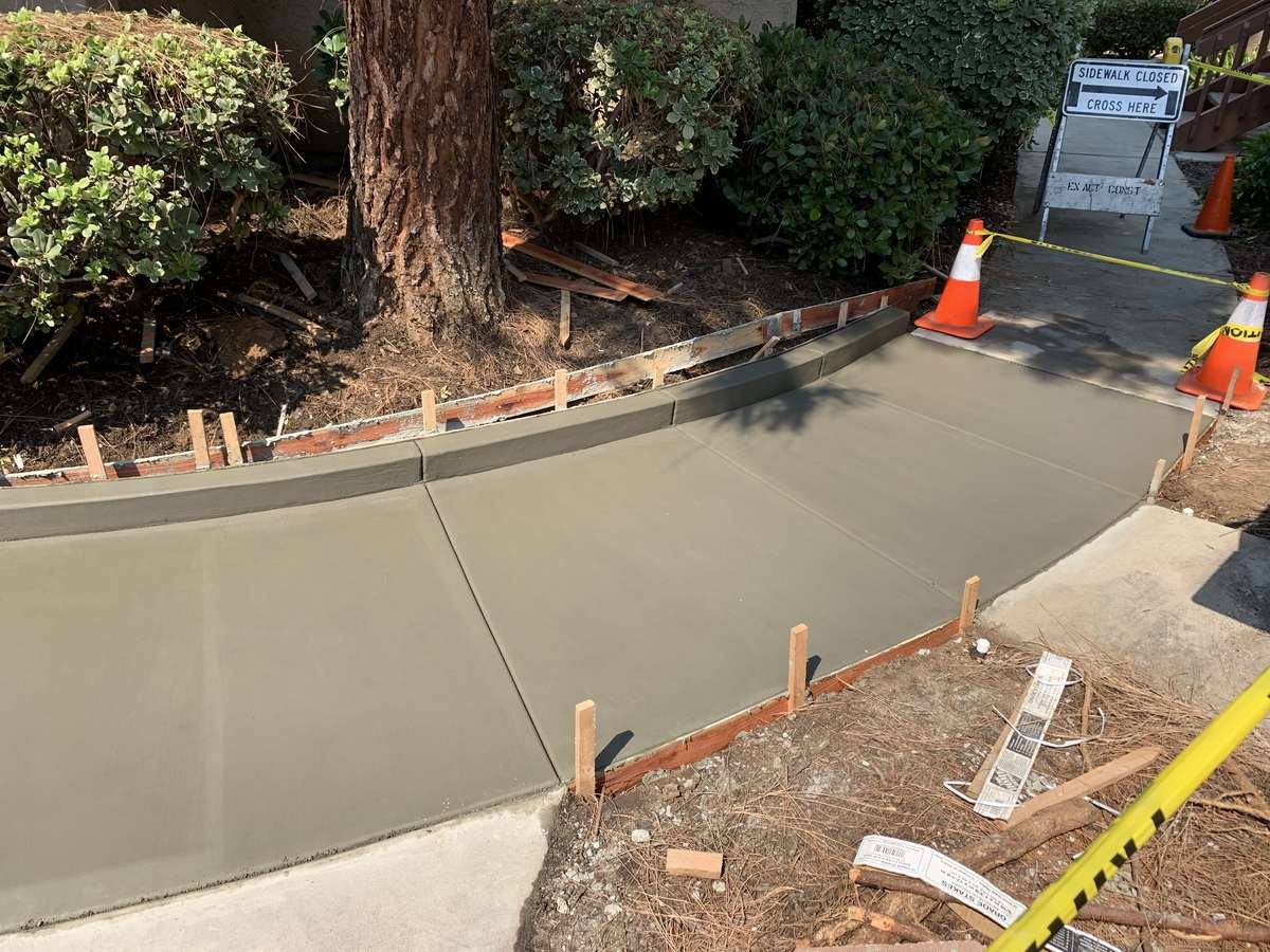 Concrete after repair, smooth and restored surface